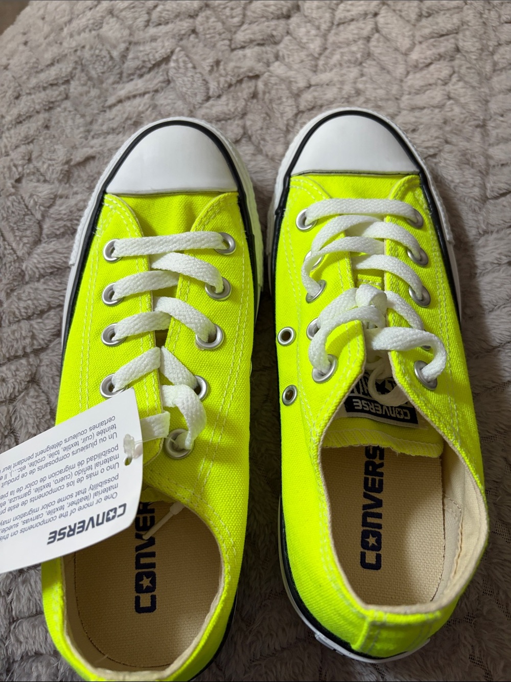 Converse Low Top Sneaker in Neon Yellow with White Accents - Picture 5 of 6